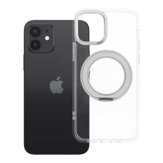 Frame Circle Stand maciņš ar statīvu un MagSafe atbalstu telefonam iPhone 12 caurspīdīgs