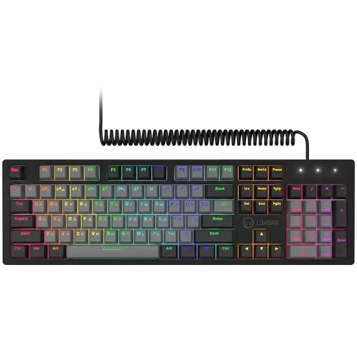 LORGAR Azar 514, Wired mechanical gaming keyboard, RGB backlight, 1680000 colour variations, 18 modes, keys number: 104, 50M clicks, linear dream switches, spring cable up to 3.4m, ABS plastic+metal, magnetic cover, 450*136*39mm, 1.17kg, black, EN+RU layout