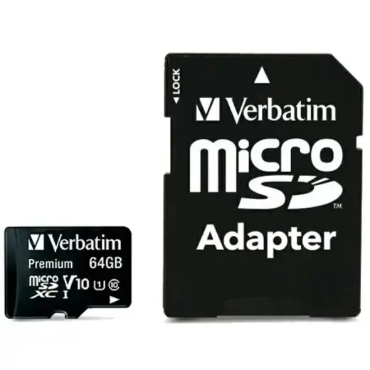 Verbatim 64GB microSDXC Card V10 + Adapter black 44084