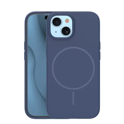 Silicone Thin phone case with MagSafe support for iPhone 13 blue
