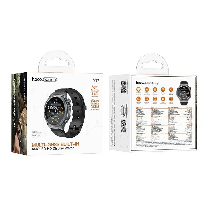 Smartwatch Hoco 1,43" AMOLED GPS with call function Y37 black