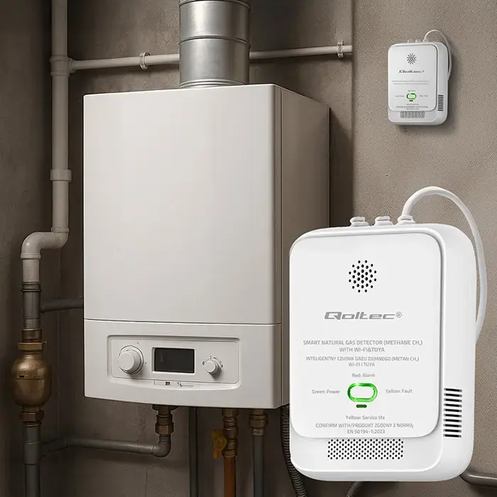 Qoltec Certified Natural Gas Leak Sensor | CH4 detector | NG | Tuya | Wi-Fi | 85dB alarm | LED