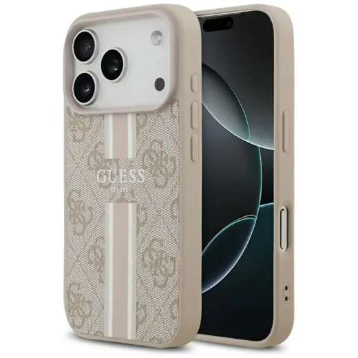 Case Guess 4G Printed Stripes MagSafe for iPhone 17 Pro pink