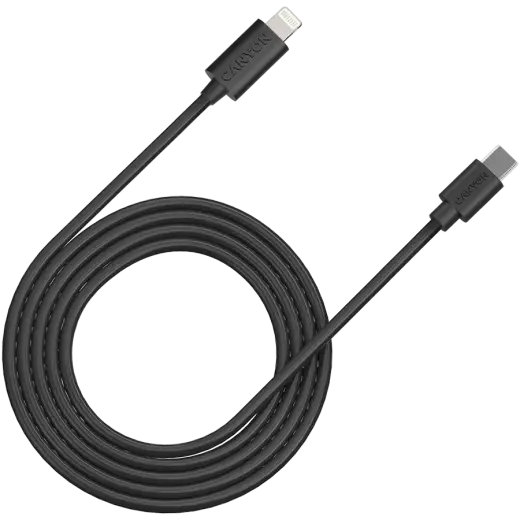 CANYON СFI-12, cable Type C to lightning ,5V3A, 9V2.22A ,PD20W, power cord:18AWG*4C, Signal cord:28AWG*4C, data transfer speed:30M/s, OD4.5MM,2M, PVC, black, Rohs
