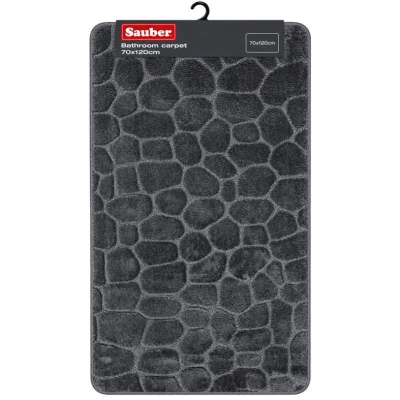 Bathroom rug 70x120 cm, dark grey stone pattern