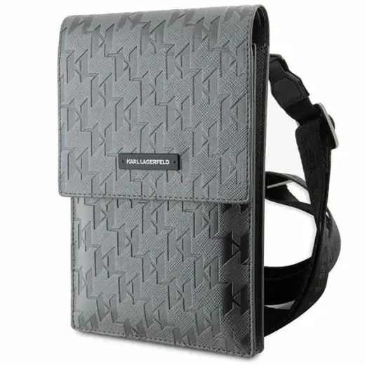 Karl Lagerfeld Torebka KLWBSAMSMG srebrny|silver Saffiano Mongram Plaque