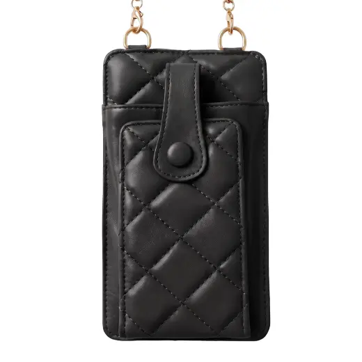 QUILTED PHONE BAG 19*10,5*2CM BLACK