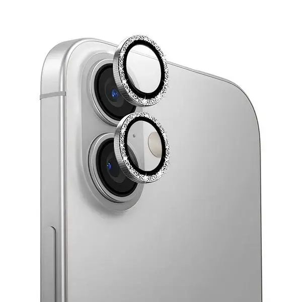 Uniq Optix Aluminum Camera Lens Protector iPhone 16 6.1" | 16 Plus 6.7" white shimmer camera lens glass with applicator