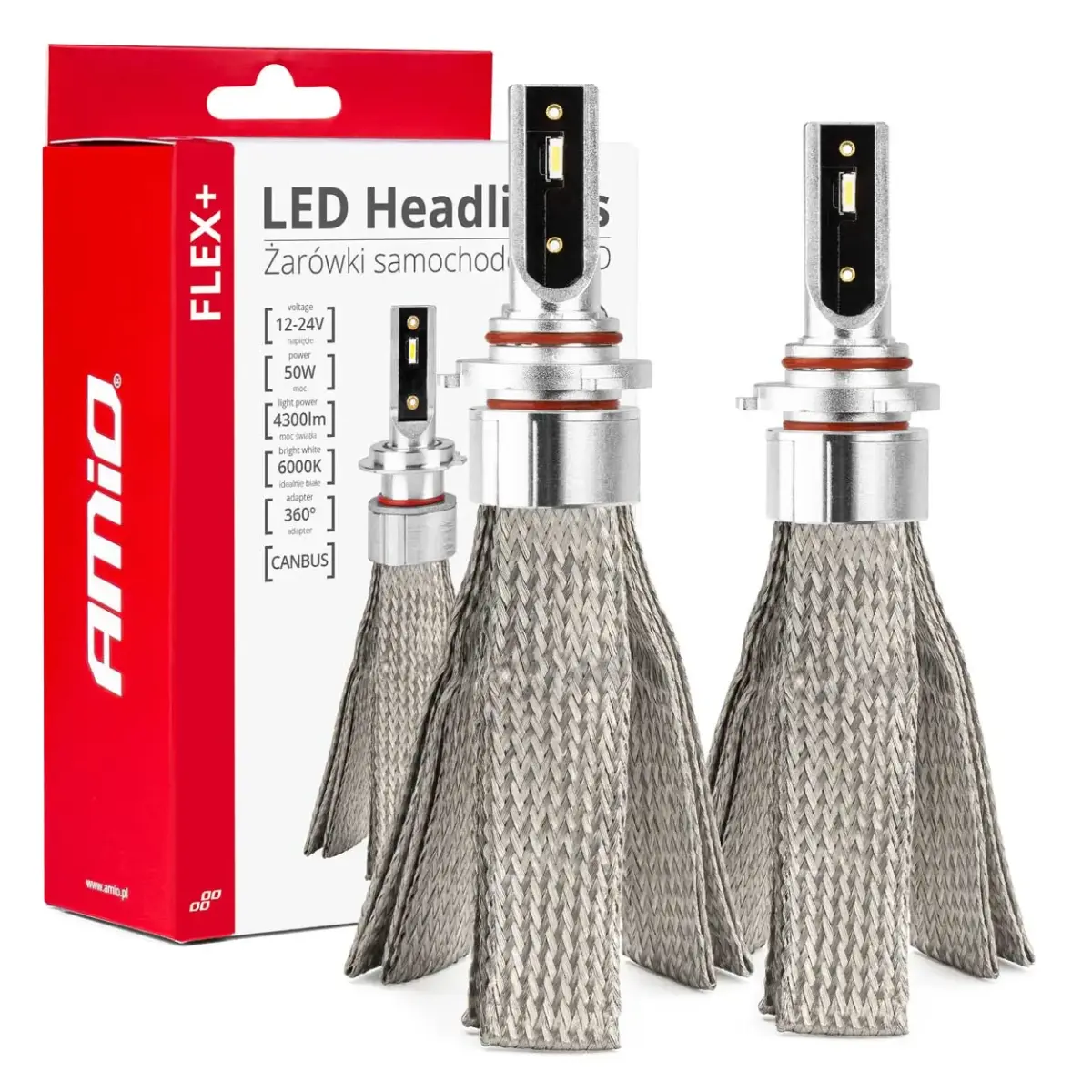 LED Headlights FLEX+ Series HB3 9005/HIR1 9011/H10 canbus 6000K 12-24V AMIO-03664