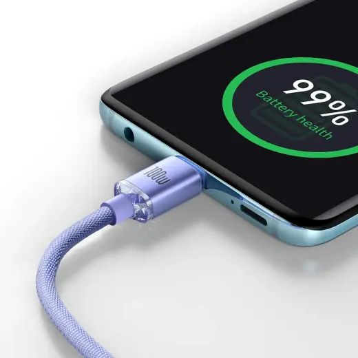Baseus Crystal Shine Series datu pārraides un uzlādes vads | USB-C uz USB-C | 100W | 2m | violets