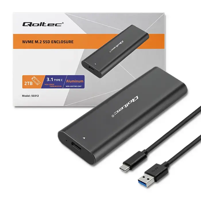 Qoltec korpuss M.2 SSD | NVME | PCI-E | USB-C