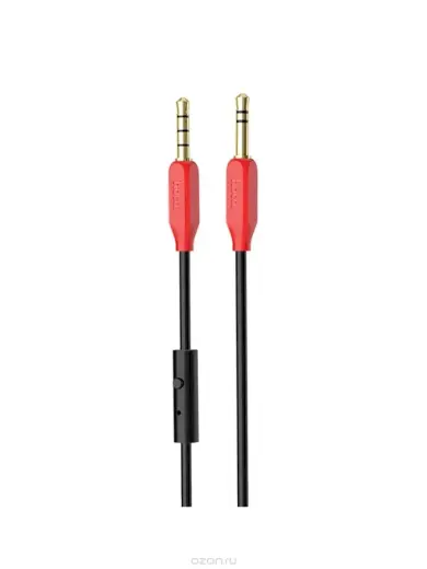 Hoco UPA12 Premium AUX vads 3.5 mm -> 3.5 mm ar Mikrofonu 1m Melns