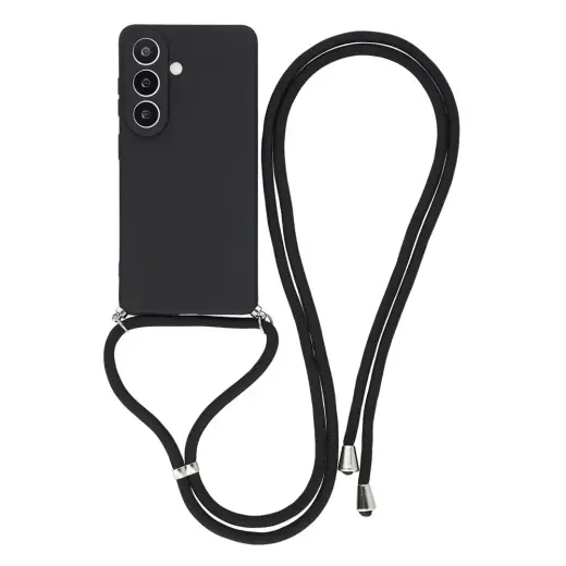 Fiber Lining Crossbody Strap maciņš ar siksniņu telefonam Samsung Galaxy A37 (A376) melns