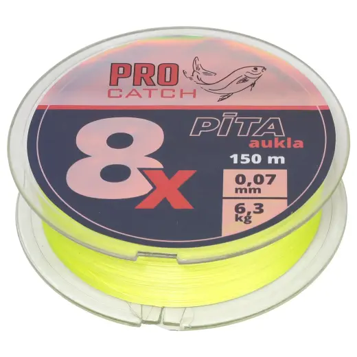 Pītā aukla Pro Catch X8 0.07mm 150m dzeltena