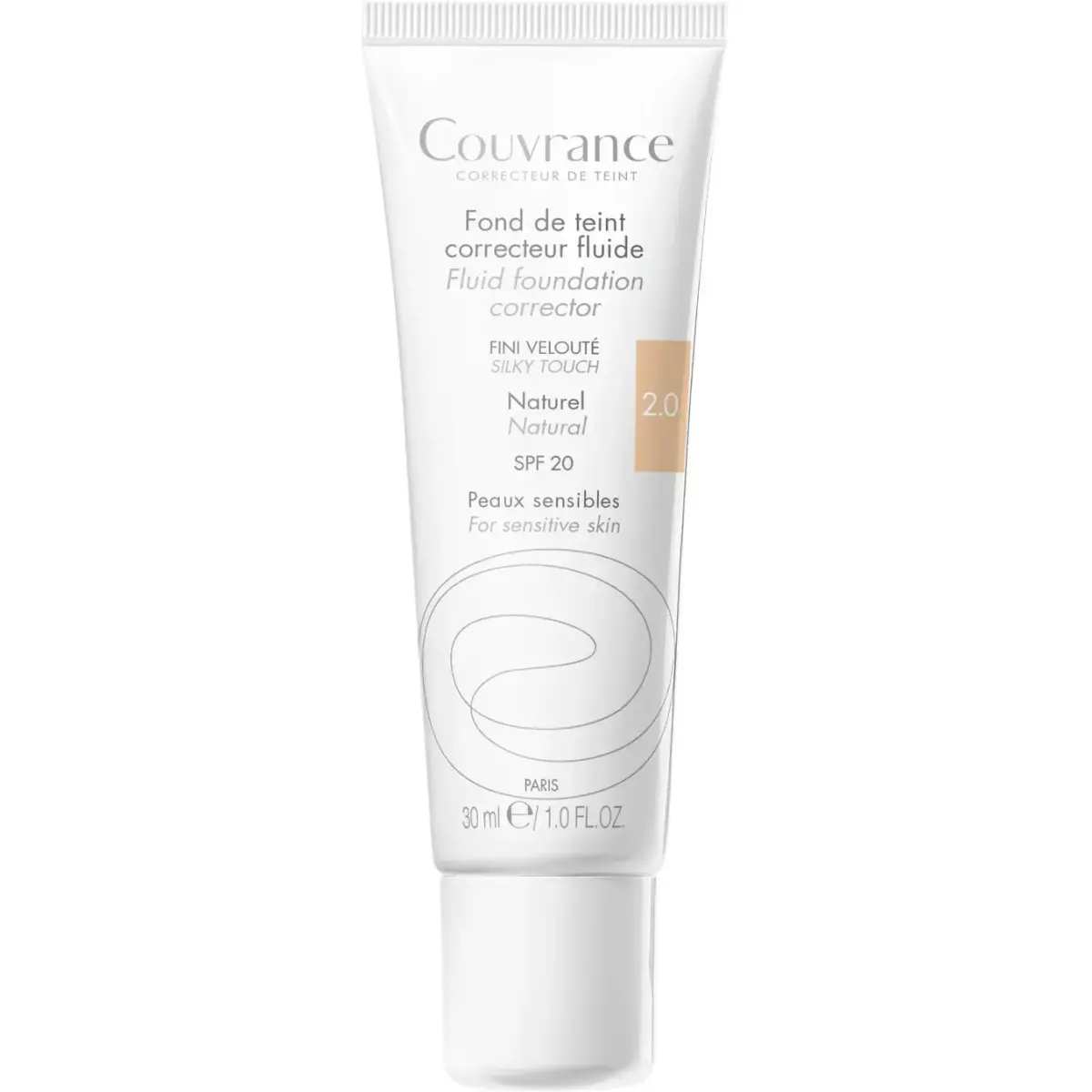 Avene, Couvrance, Liquid Foundation, 2.0, Natural, 20 SPF, 30 ml