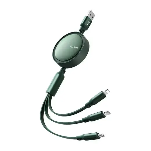 3in1 USB to USB-C | Lightning | Micro USB Cable, Mcdodo CA-7257, 3.5A, 1.2m (green)