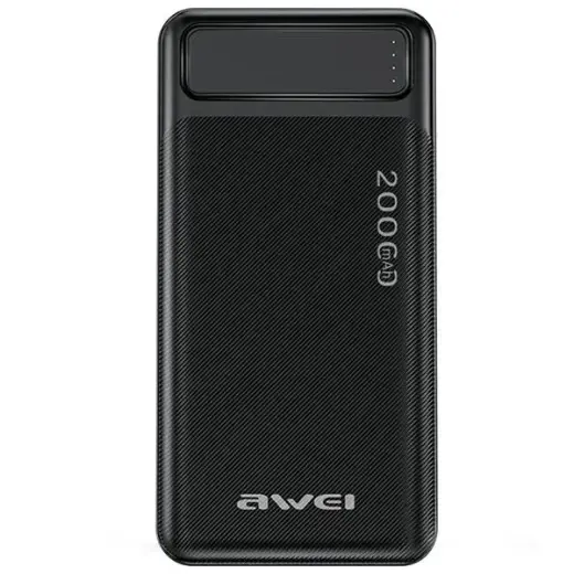 AWEI P6K ārējais akumulators (powerbank) | 20000 mAh | USB-A, Micro USB | melns