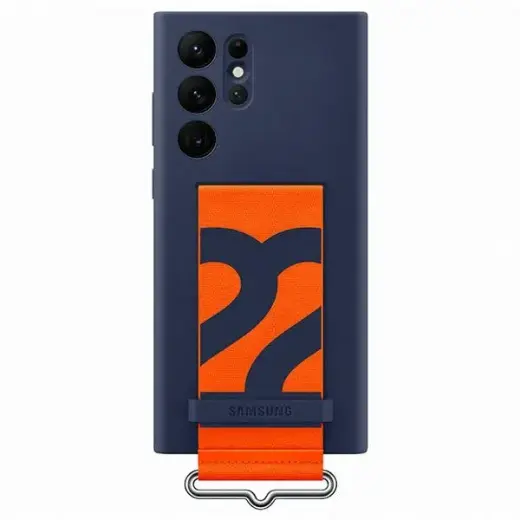 EF-GS908TNE Samsung Silicone Cover with Strap for Galaxy S22 Ultra Navy