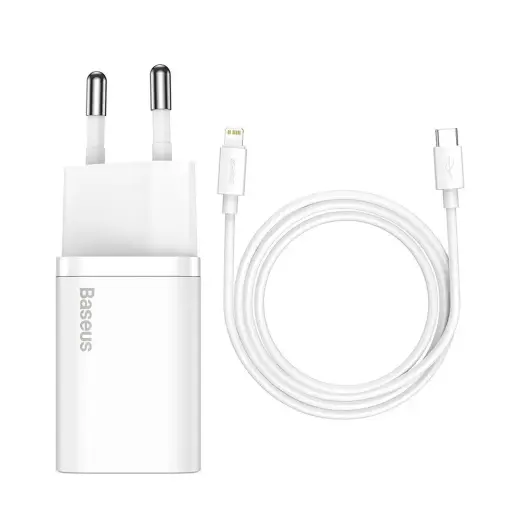 Baseus TZCCSUP-B02 travel charger | 20W | USB-C | with Lightning cable included | white