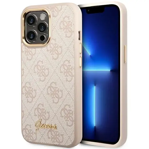 Guess GUHCP14XHG4SHP iPhone 14 Pro Max 6,7" różowy|pink hard case 4G Vintage Gold Logo