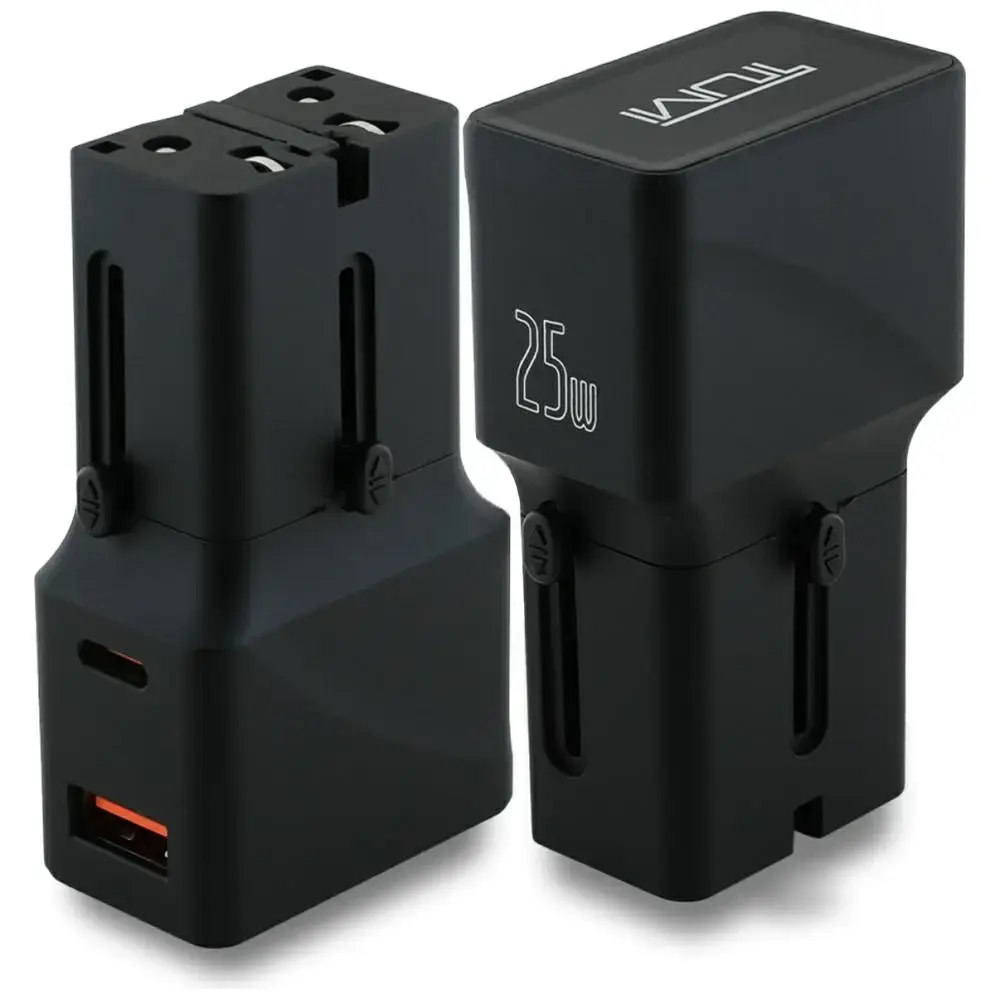 Tumi Travel Adapter tīkla lādētājs | 25W | USB-C, USB-A | melns