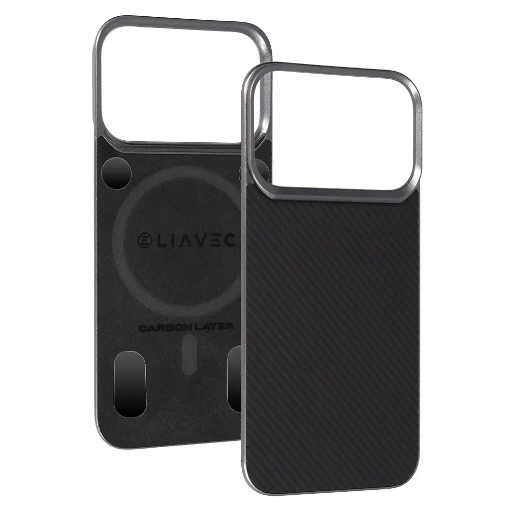 Liavec Carbon Layer maciņš ar MagSafe atbalstu telefonam iPhone 17 Pro melns