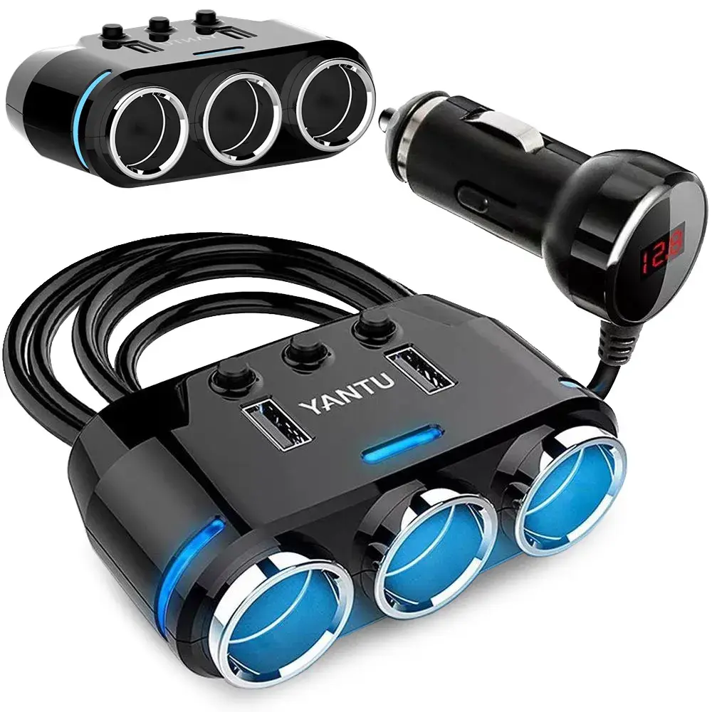 Goodbuy automašīnas lādētājs | 10.5W | USB-A | ar iekļautu kabeli | ar LCD ekrānu | melns