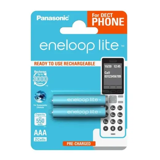 Panasonic Eneloop Lite R03|AAA 550mAh rechargeable  – 2 pcs blister (for DECT phone)
