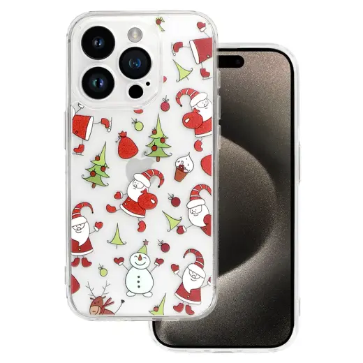 TEL PROTECT Christmas Clear maciņš telefonam iPhone 16 Pro caurspīdīgs (dizains 1)