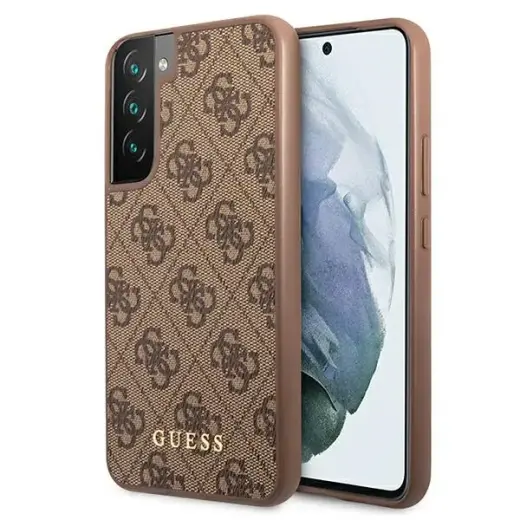 Guess GUHCS22MG4GFBR S22+ S906 brązowy|brown hard case 4G Metal Gold Logo