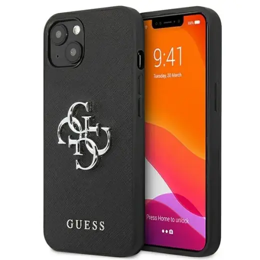 Guess GUHCP13SSA4GSBK iPhone 13 mini 5,4" czarny|black hardcase Saffiano 4G Metal Logo