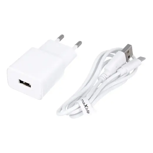 Maxlife MXTC-01 travel charger | 10W | USB-A | with USB-A to USB-C cable included | white