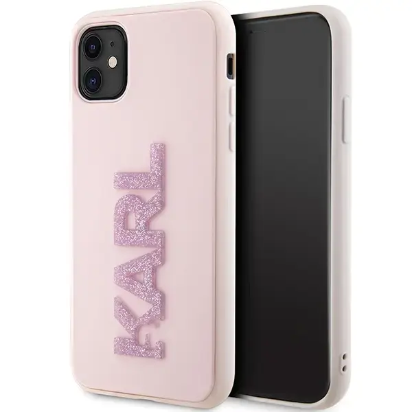 Karl Lagerfeld KLHCN613DMBKCP iPhone 11  | Xr 6.1" różowy|pink hardcase 3D Rubber Glitter Logo