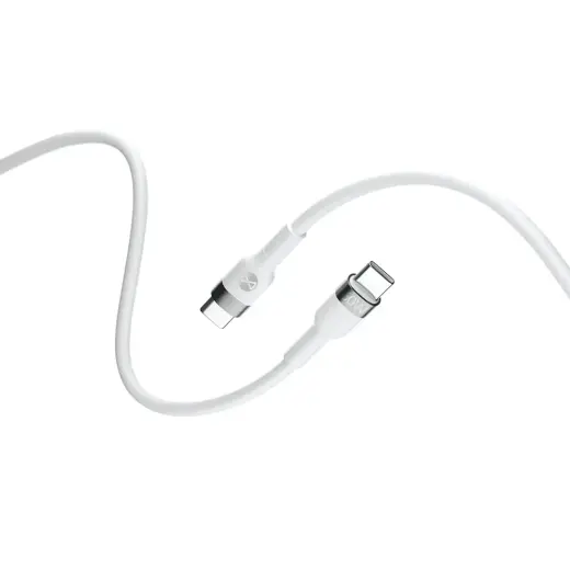 Forever Flexible datu pārraides un uzlādes vads | USB-C uz USB-C | 60W | 1m | balts