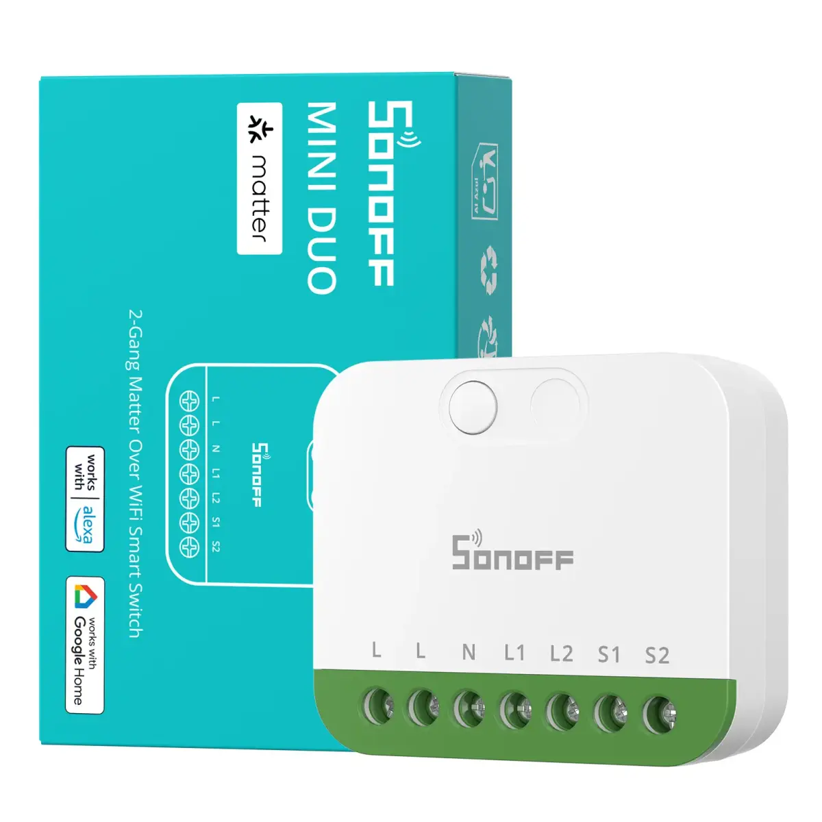 Išmanusis 2 kanalų WiFi jungiklis Sonoff MINI‑2GS