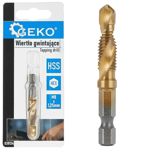 HSS M8 x 1.25mm vītņurbis ar HEX stiprinājumu