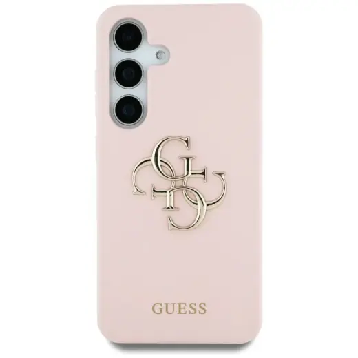 Etui Guess Silicone Big 4G Logo Bottom    Script Samsung Galaxy S25 Ultra różowy