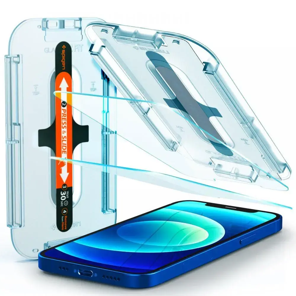 Spigen GLAS.TR EZ FIT aizsargstikls telefonam iPhone 12 | iPhone 12 Pro 2 gab.