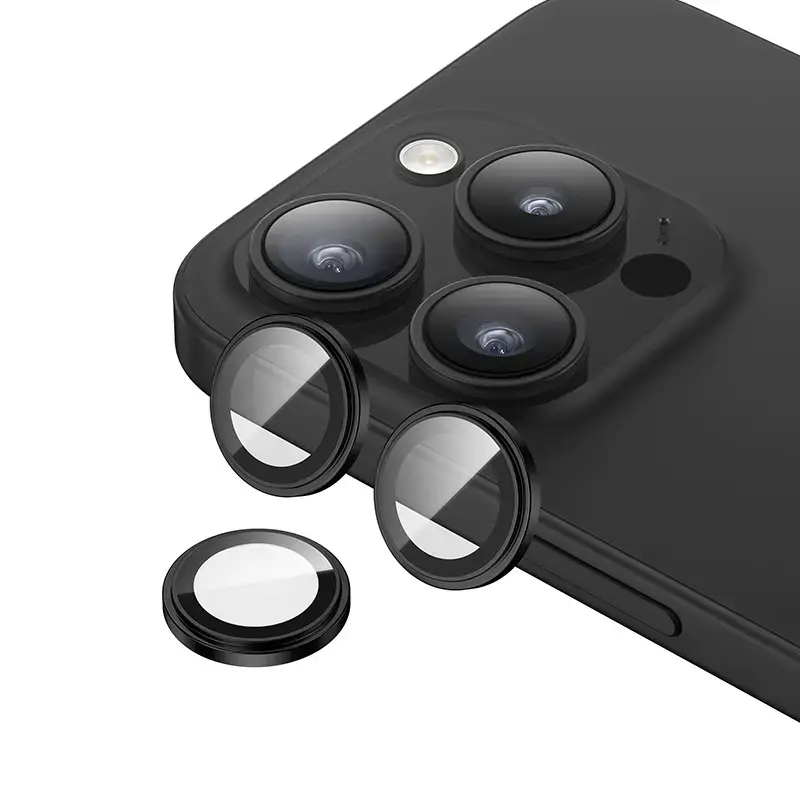 Benks Tempered glass DR Sapphire Lens Protector on camera for Iphone 15 Pro|15 Pro Max (lens 3 pieces) black
