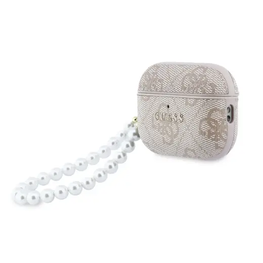 Guess PU 4G Classic Logo Pearl Strap Case for AirPods Pro 3 Pink