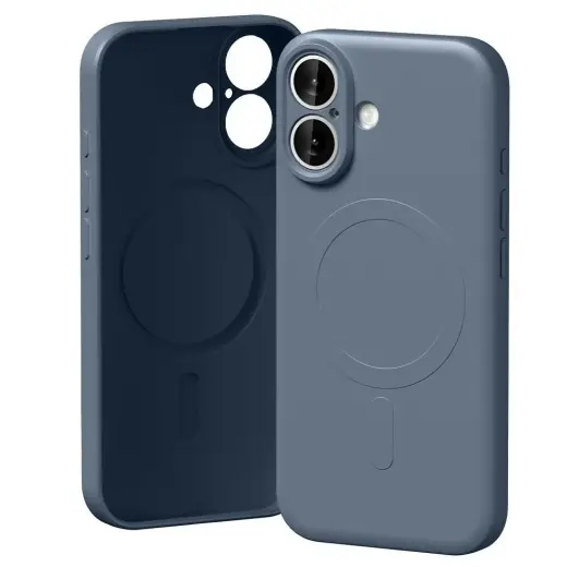 Mercury pusiau silikoninis telefono dėklas su MagSafe palaikymu, skirtas iPhone 17, Sierra Blue