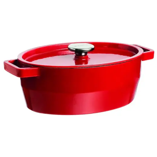Čuguna katls 3,8L Pyrex ovāls 29x21cm sarkans