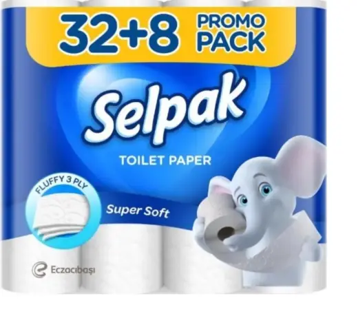 Tualetes papīrs SELPAK, 3 slāņi, 18.6 metri, 140 loksnes, 40 ruļļi