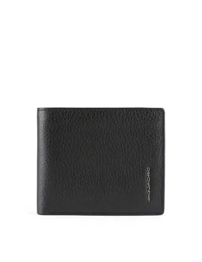 Piquadro, Piquadro, Leather Wallet, With Zipped Coin Pocket, Black, For Men