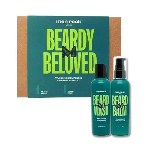 Men Rock Beardy Beloved Beard Kit  Beard Care  Sicilian Lime  2 Pc
