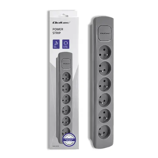 Qoltec Power strip | 6 sockets | 1.8m | Grey