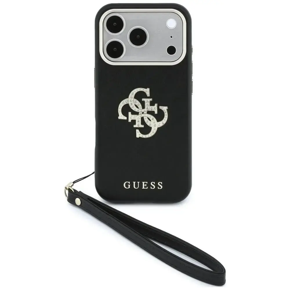 Guess Smooth & Big Strass Logo & Strap Case for iPhone 18 Pro / 17 Pro – Black