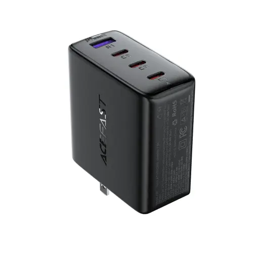 Acefast A96 tīkla lādētājs | 100W | GaN | PD | USB-A | 3x USB-C | melns
