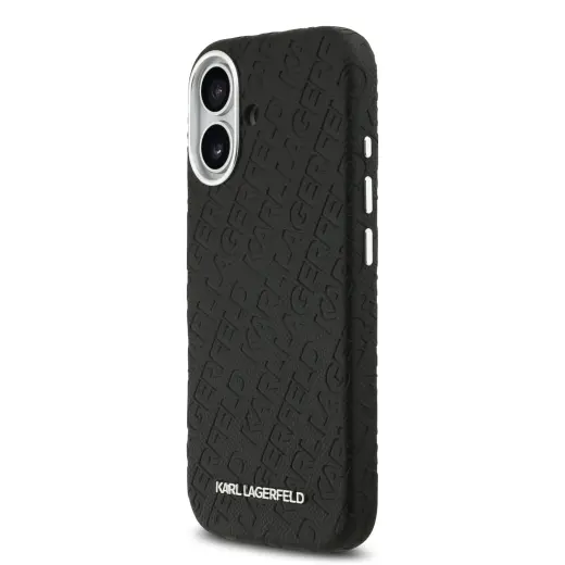 Karl Lagerfeld Grained PU Repeated Logo MagSafe maciņš ar MagSafe atbalstu telefonam Apple iPhone 17 melns