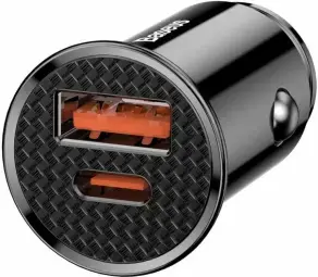 Baseus CCALL-YS01 auto lādētājs | 30W | PD, QC, PPS | USB-A, USB-C | melns